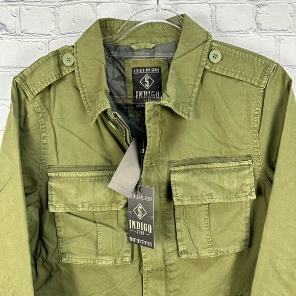 Indigo Star Major Lightweight Patch Pockets Military Jacket , Size S, Olive - Picture 3 of 10